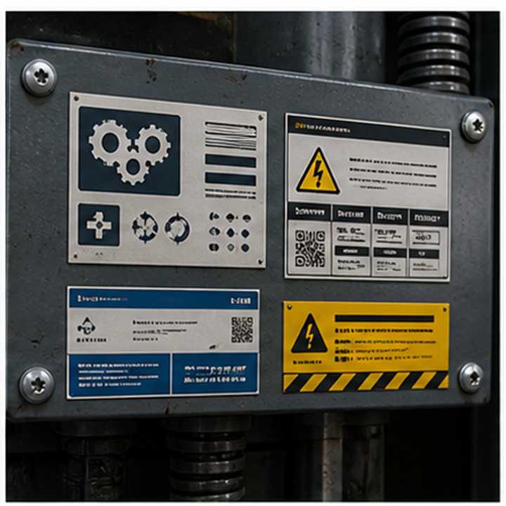 Etiquetas para equipo industrial y entornos técnicos
