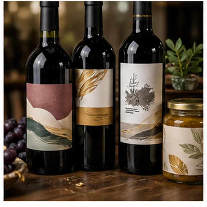 Etiquetes per a vi, cava i productes gurmet